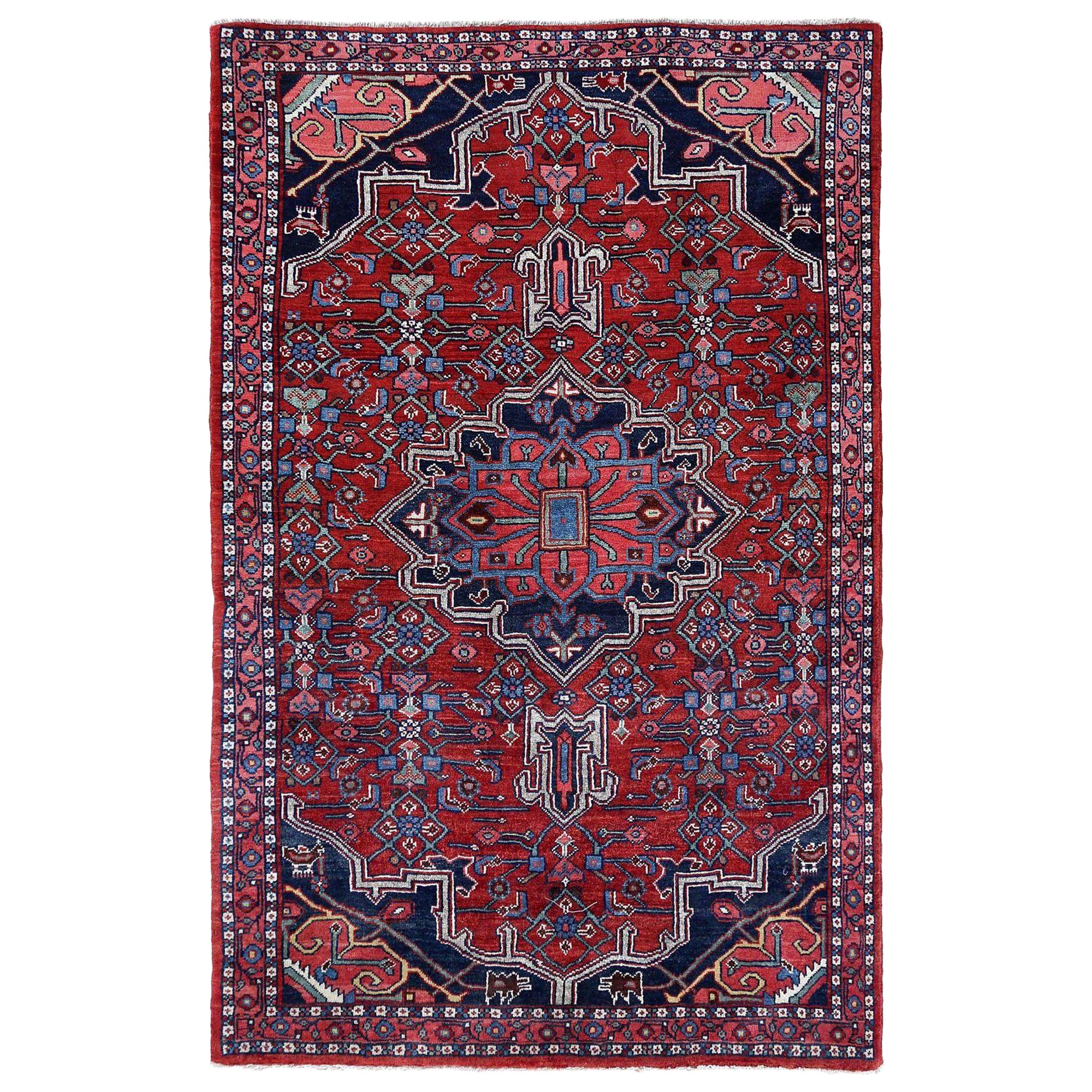 Tapis de sol Persan Bijar - Laine Noir Bleu Brown Ivoire Rouge - 97914