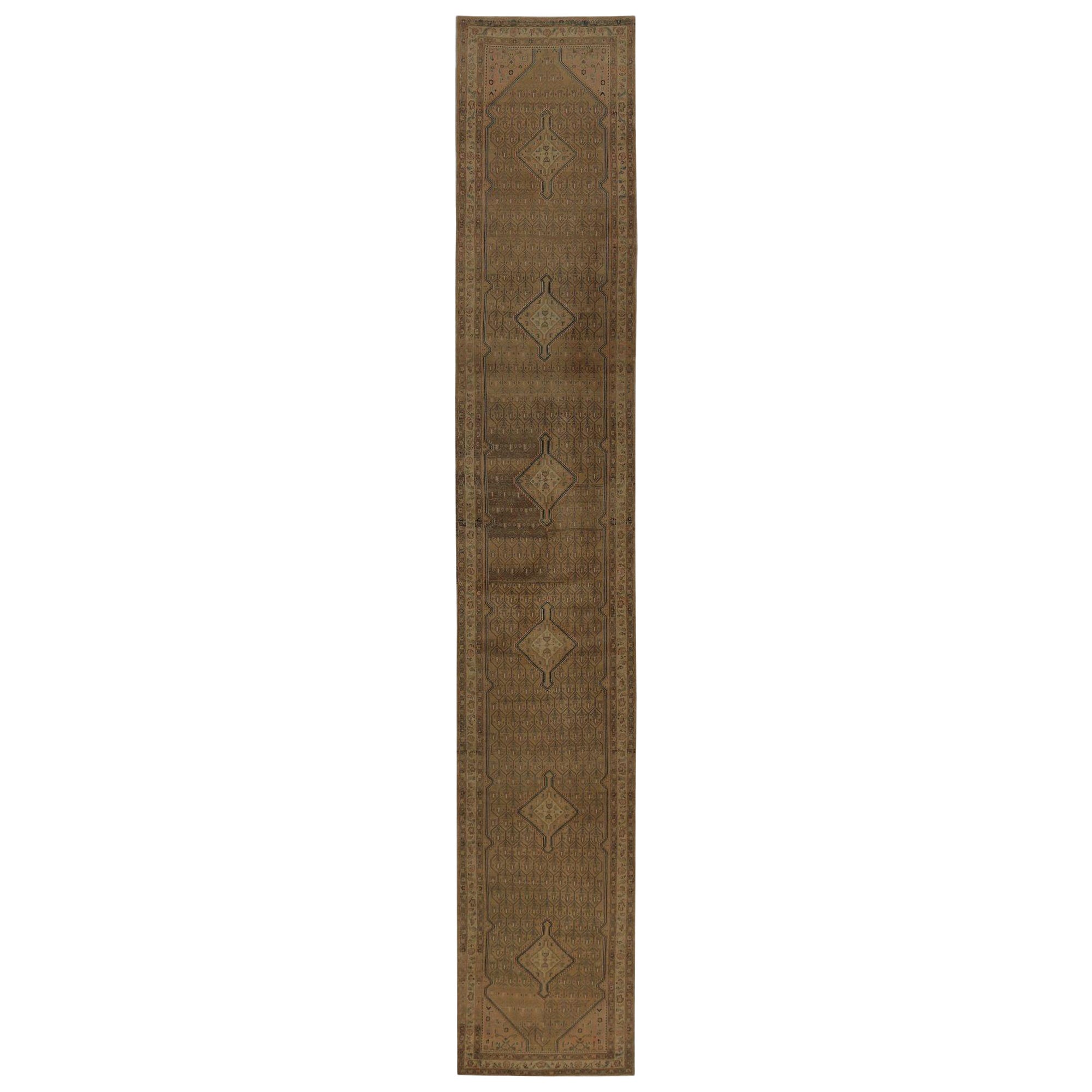 Tappeto Persiano Malayer Runner - Disegno in Lana Marrone Taupe - 97819