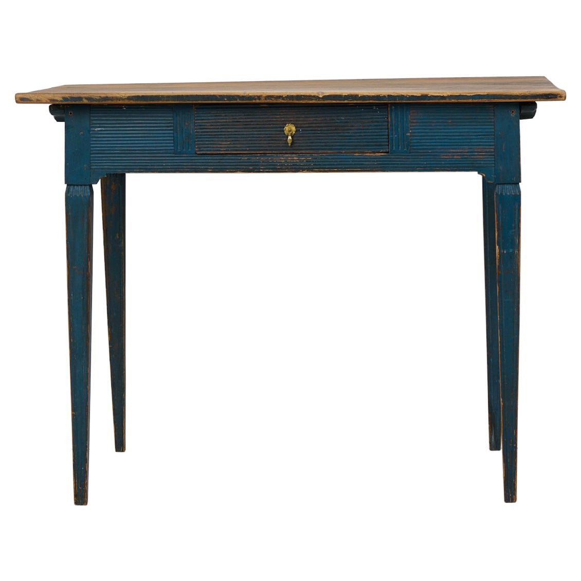 Antiguo Escritorio Sueco Genuino con Pintura Original de la Época Gustaviana