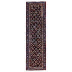 Alfombra Persa Azerbaiyán - Lana Azul Marrón Marfil Rojo - 97917