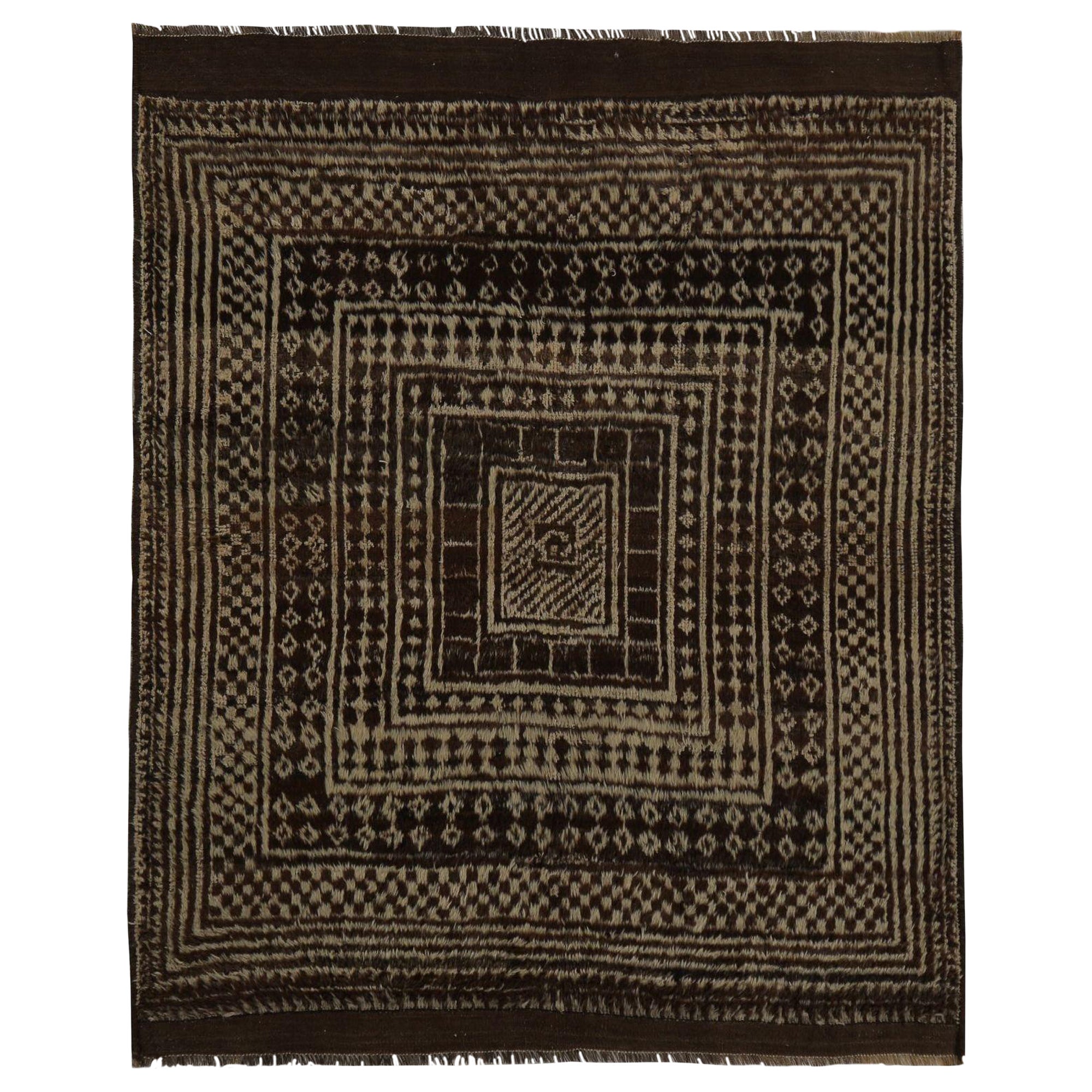 Tappeto persiano Gabbeh Small - Lana Marrone Avorio Design - 97823