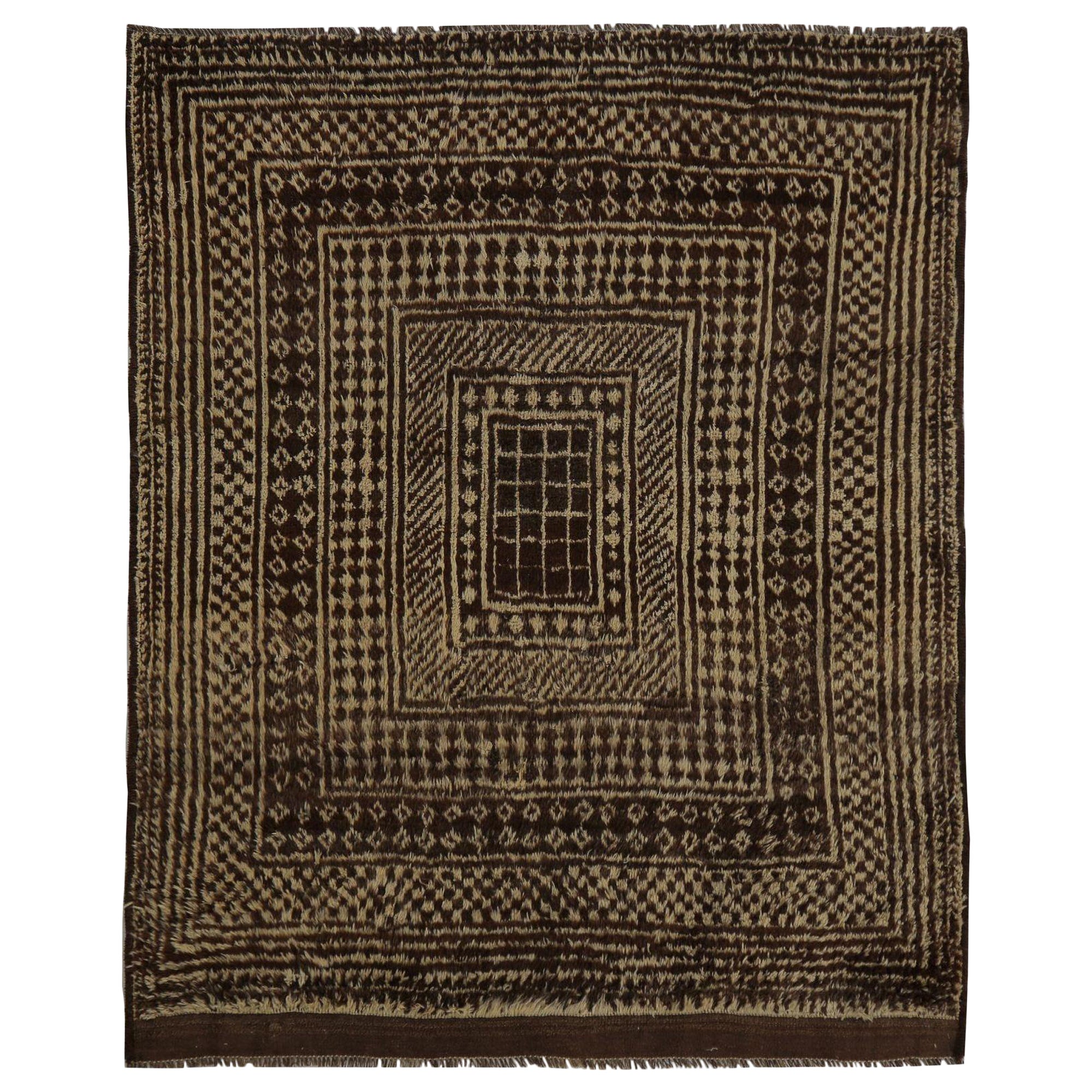 Tappeto persiano Gabbeh Small Design - Lana Marrone Taupe - 97824