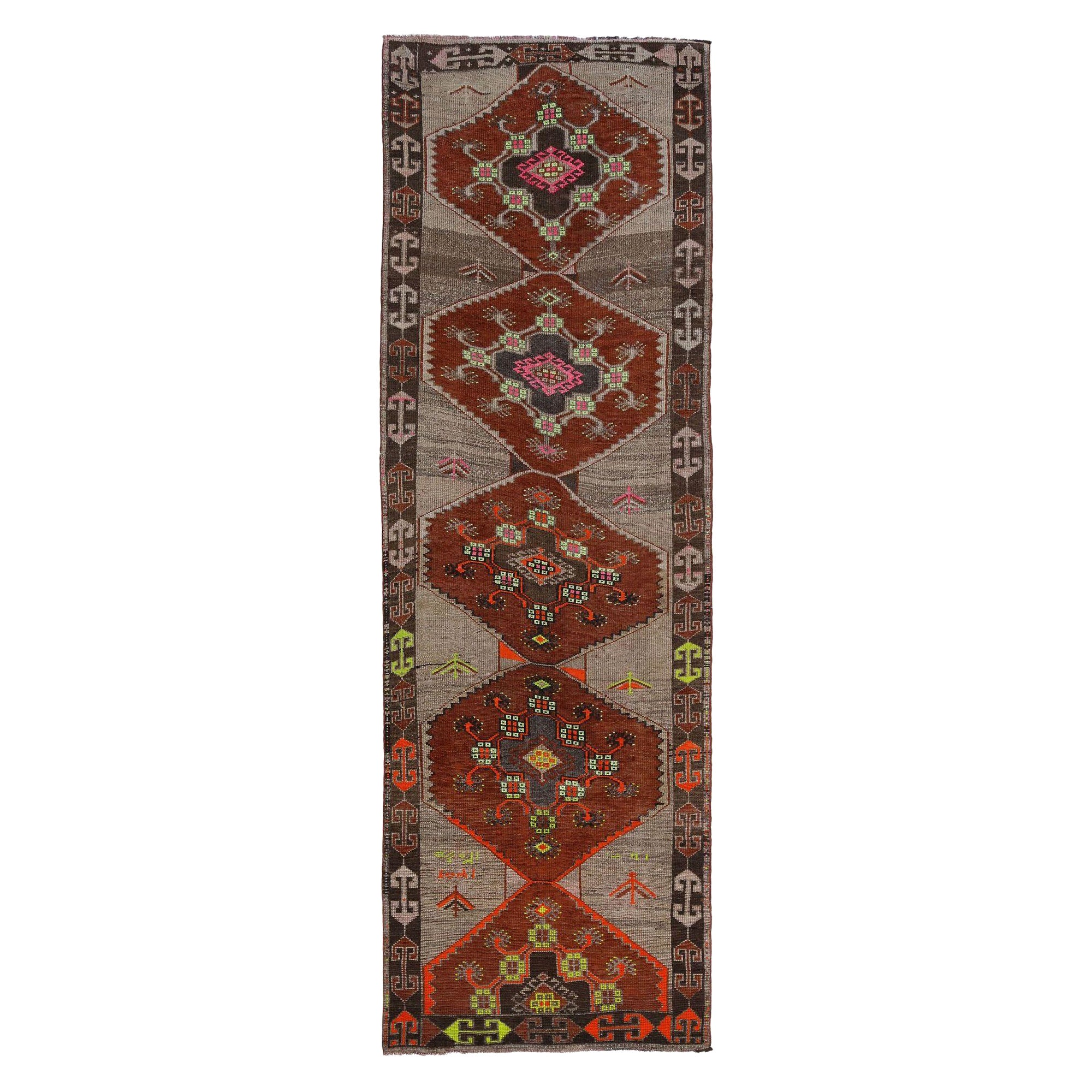 Tappeto Persiano Azerbaijan - Lana Marrone Avorio Rosso Taupe - 97932