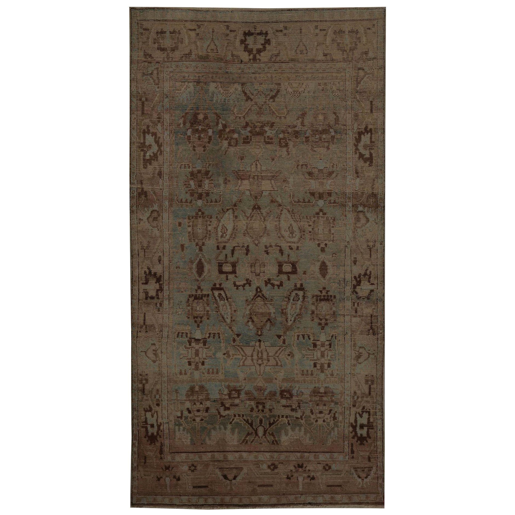 Persische Malayer Teppiche - Wolle Braun Hellblau Taupe - 97839