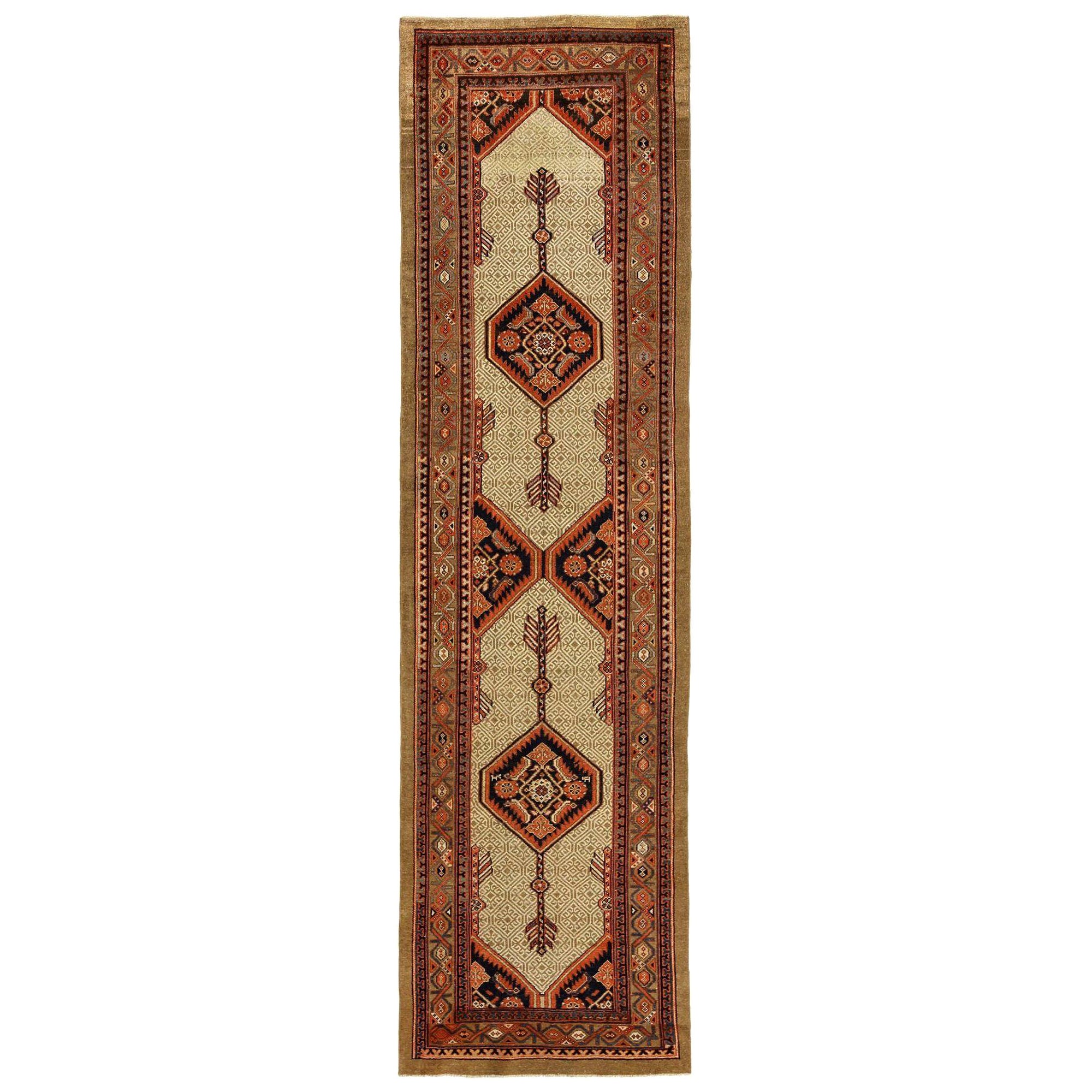 Persische Sarab Läufer Teppich - Wolle Schwarz Braun Elfenbein Rot Taupe - 97937