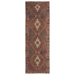 Tapis de course persan Azerbaïdjan - Laine Brown Ivoire Rouge Taupe - 97938