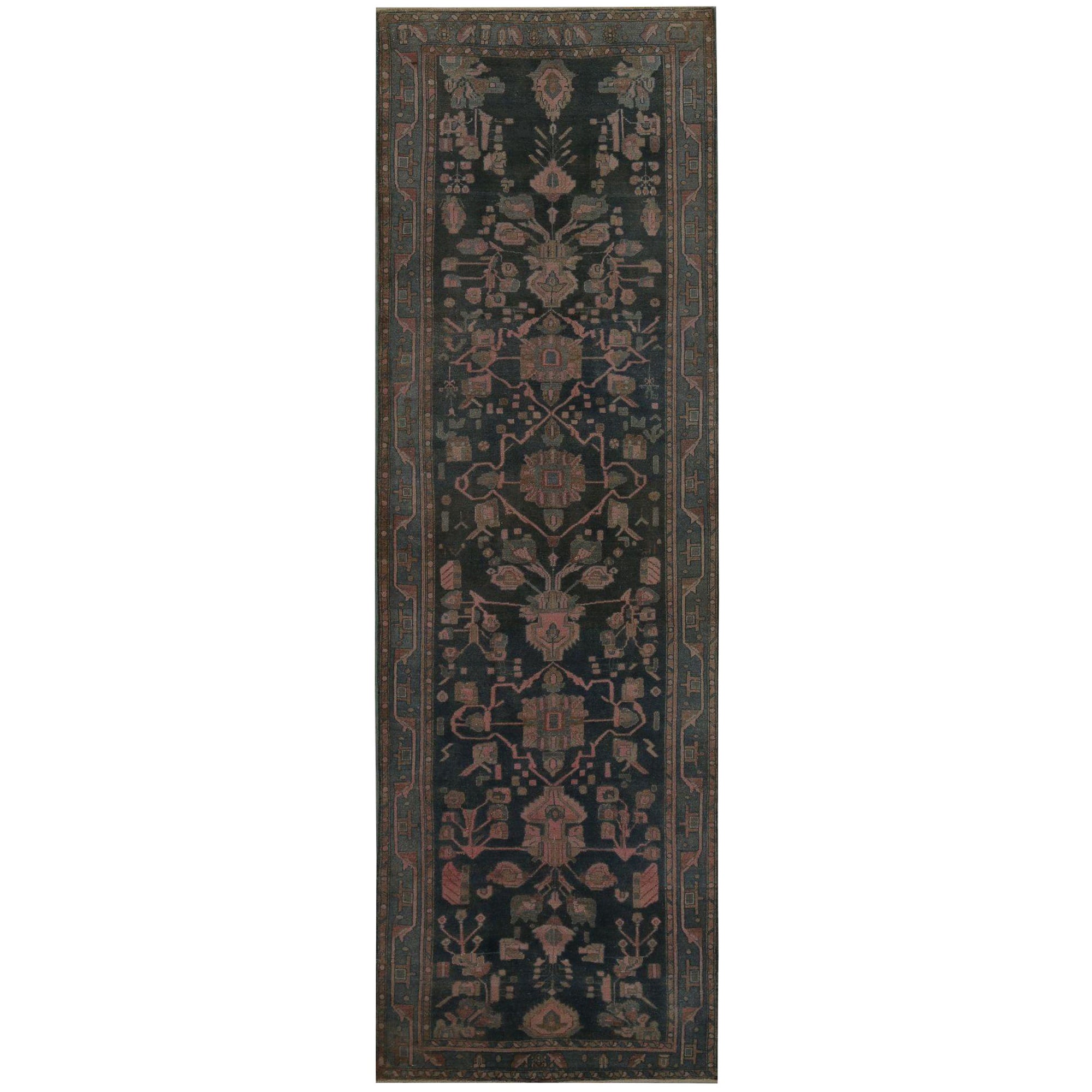 Persischer Malayer Läufer Teppich - Wolle Brown Pink Design - 97841