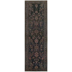 Persian Malayer Runner Rug - Wool Brown Pink Design - 97841