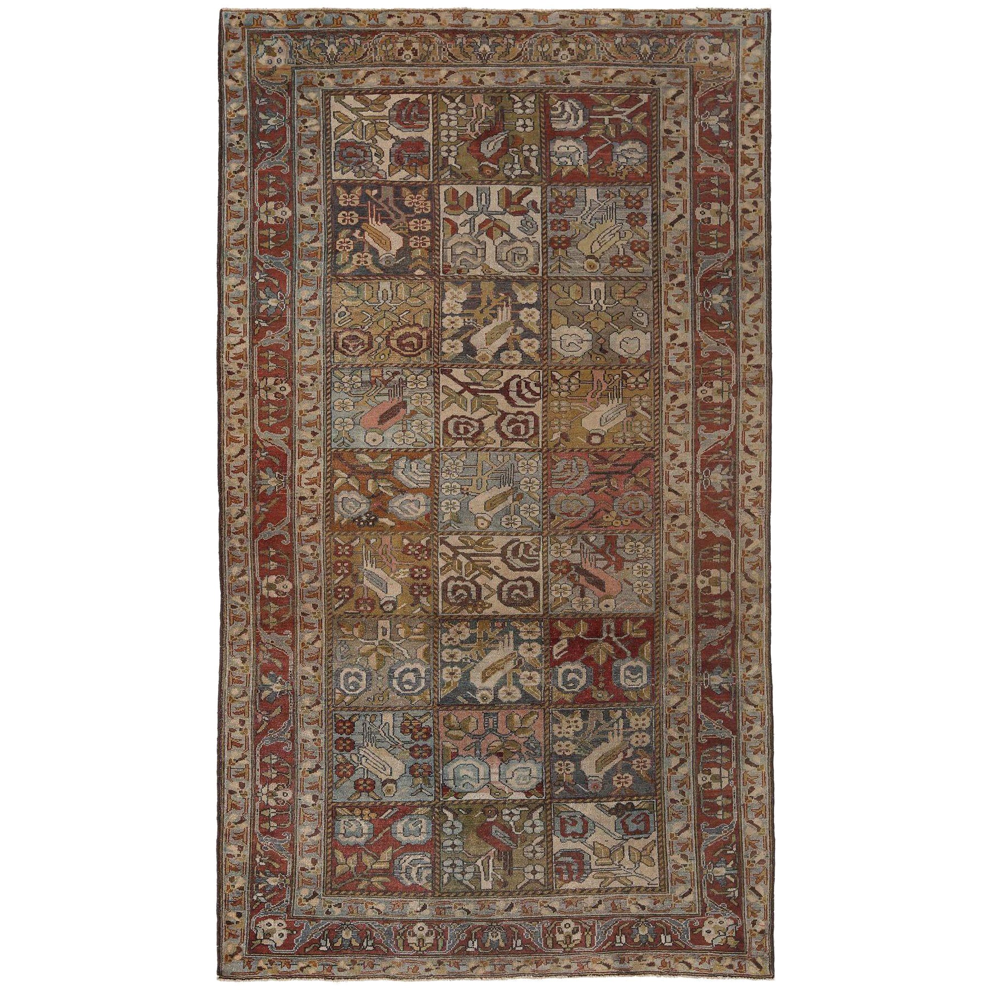 Persische Bakhtiari Teppiche - Wolle Blau Braun Elfenbein Rot - 97939