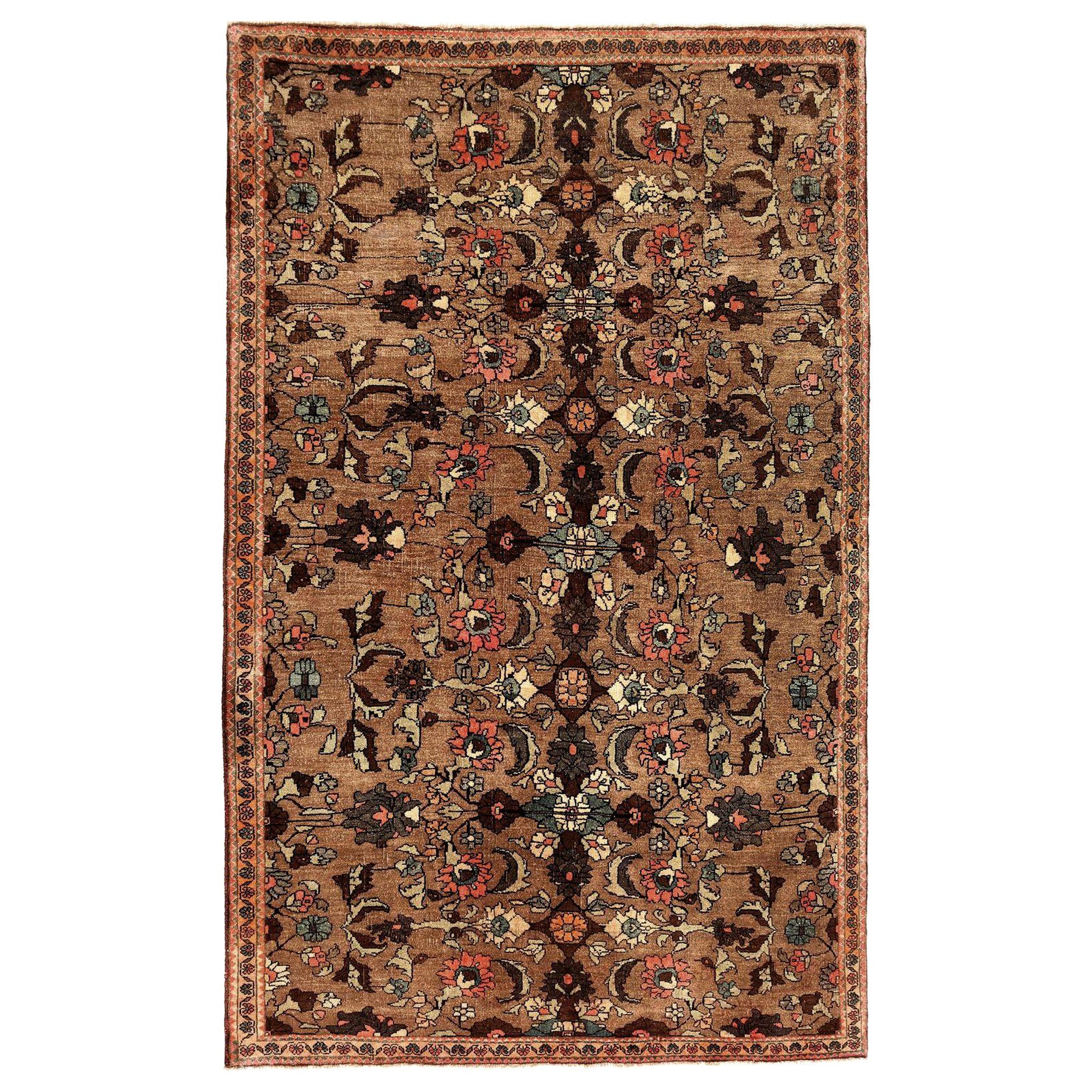 Persische Semnan Teppiche - Wolle Braun Elfenbein Rot Taupe Design - 97954