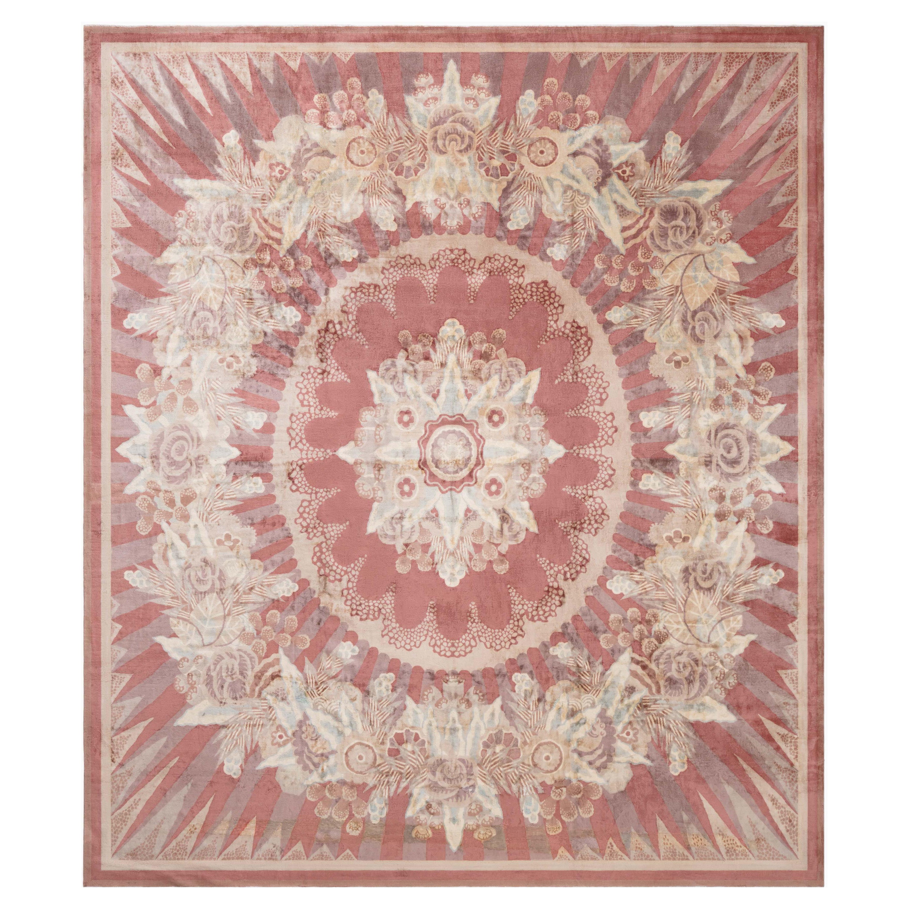 Doris Leslie Blau Large Vintage Indian Art Deco Handmade Wool Rug
