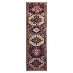 Persian Azerbaijan Runner Rug - Wool Blue Brown Purpel Red - 97957