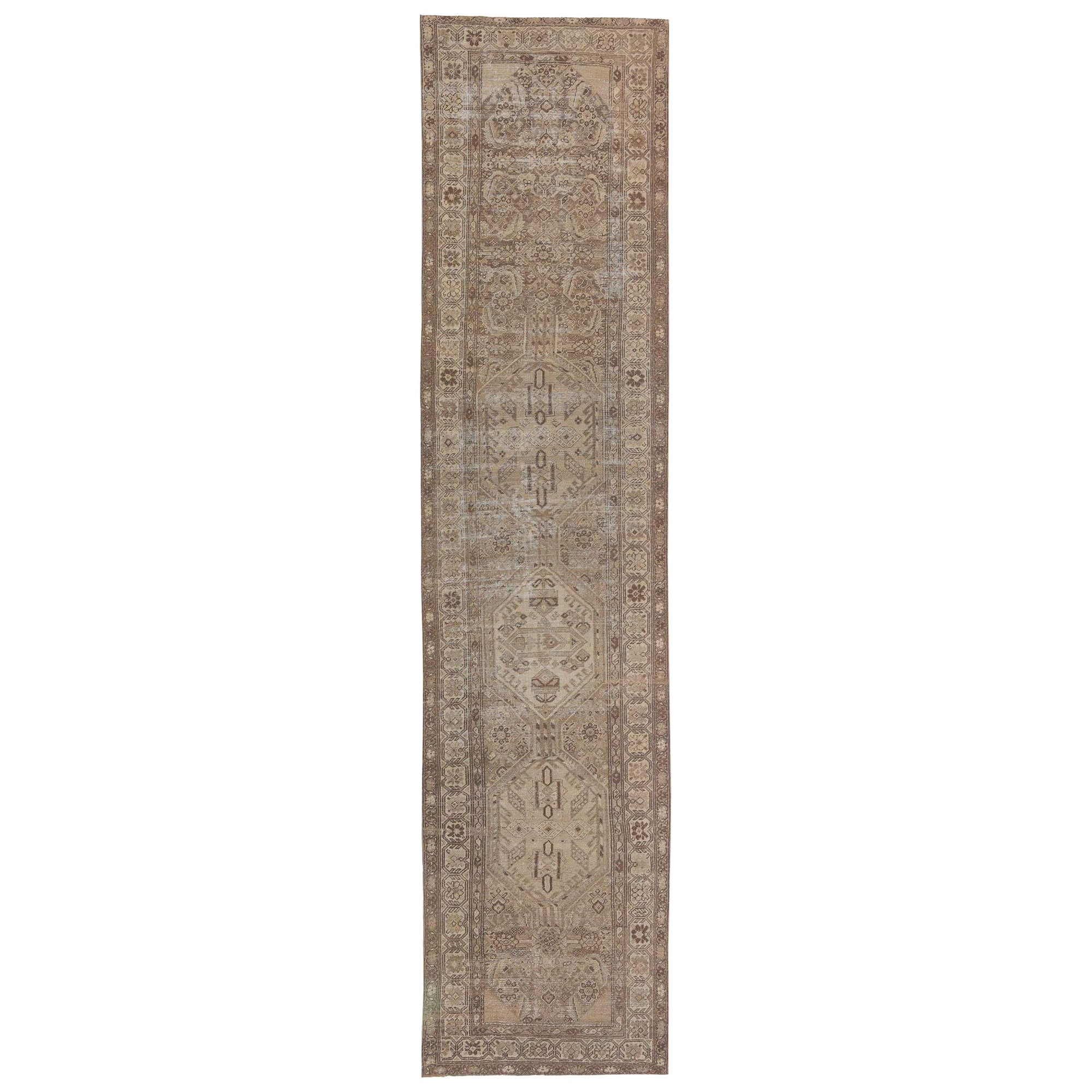 Tappeto Persiano Malayer Runner - Lana Avorio Taupe Design - 97958