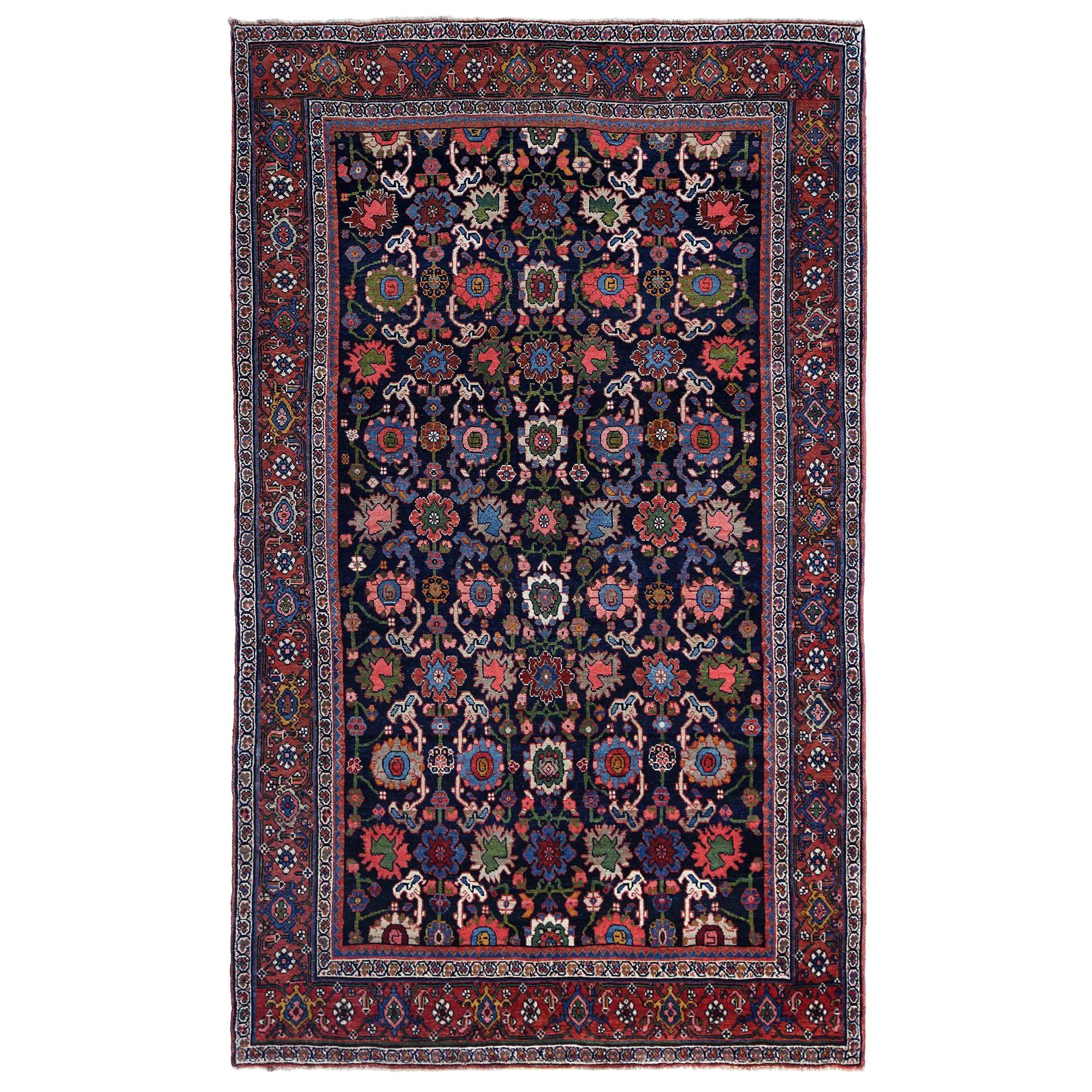 Tappeti persiani Bijar - Lana Nero Blu Marrone Rosa Rosso - 97906