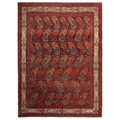 Persian Malayer Area Rugs - Wool Blue Brown Ivory Red Design - 97960