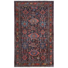 Tapis de sol Persan Bijar - Laine Noir Bleu Marron Rose Rouge - 97908
