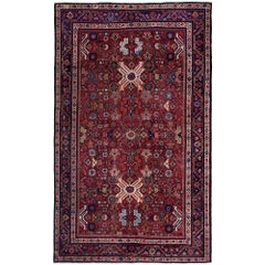 Tapis persan Farahan - Laine Bleu Brown Ivoire Rose Rouge - 97909