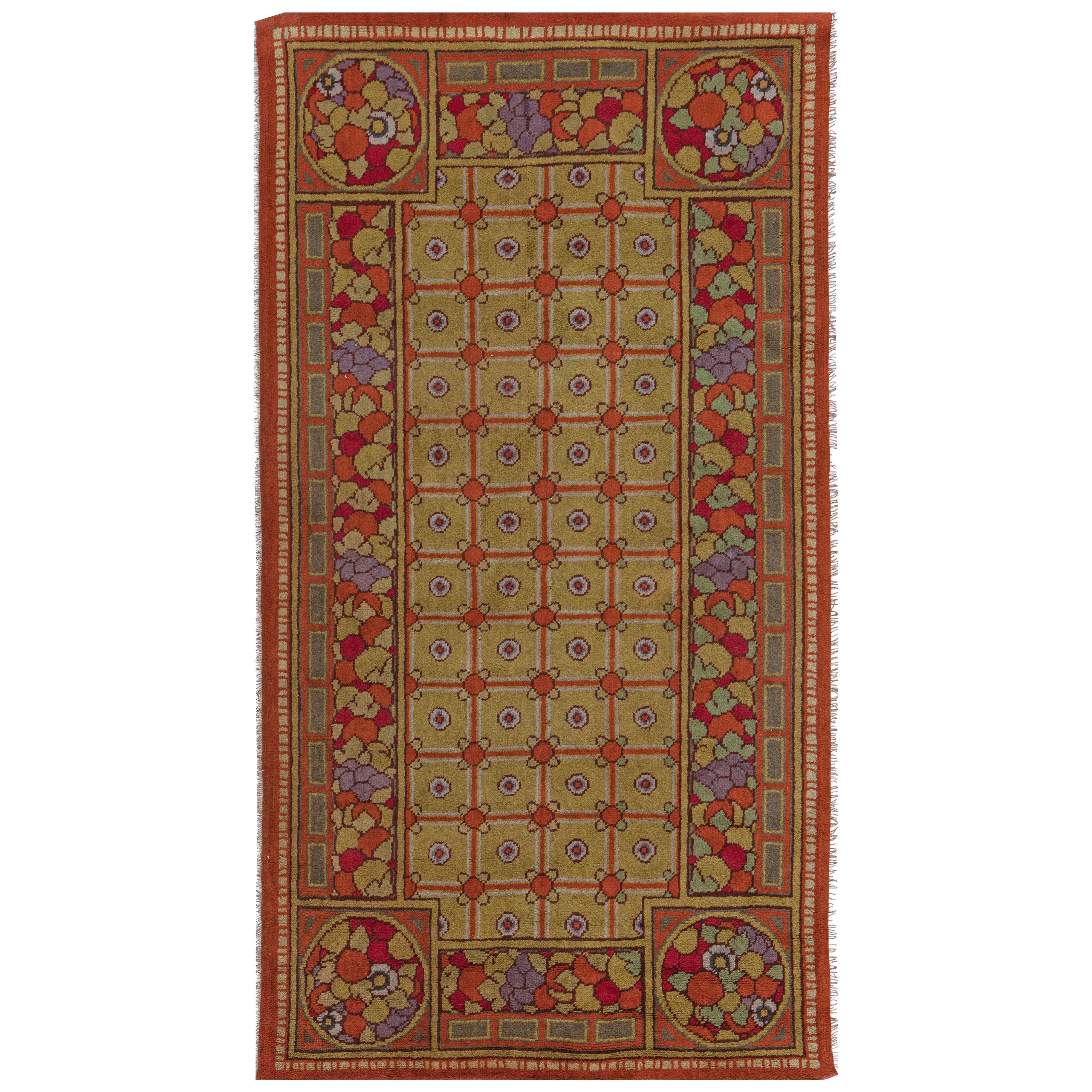 Doris Leslie Blau Vintage French Art Deco Hand Knotted Wool Rug For Sale