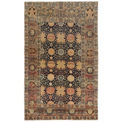 Tapis persan Tabriz - Laine Noir Ivoire Rouge Taupe Design - 97975
