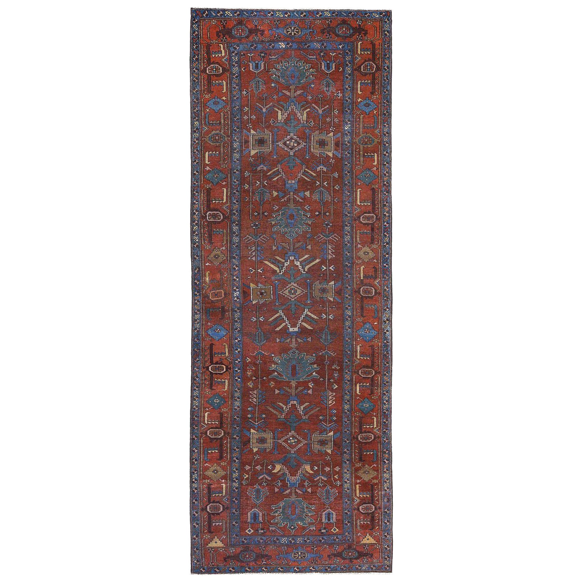 Tappeto Persiano Sarab Runner - Lana Blu Marrone Rosso Design - 97923