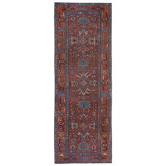 Tappeto Persiano Sarab Runner - Lana Blu Marrone Rosso Design - 97923