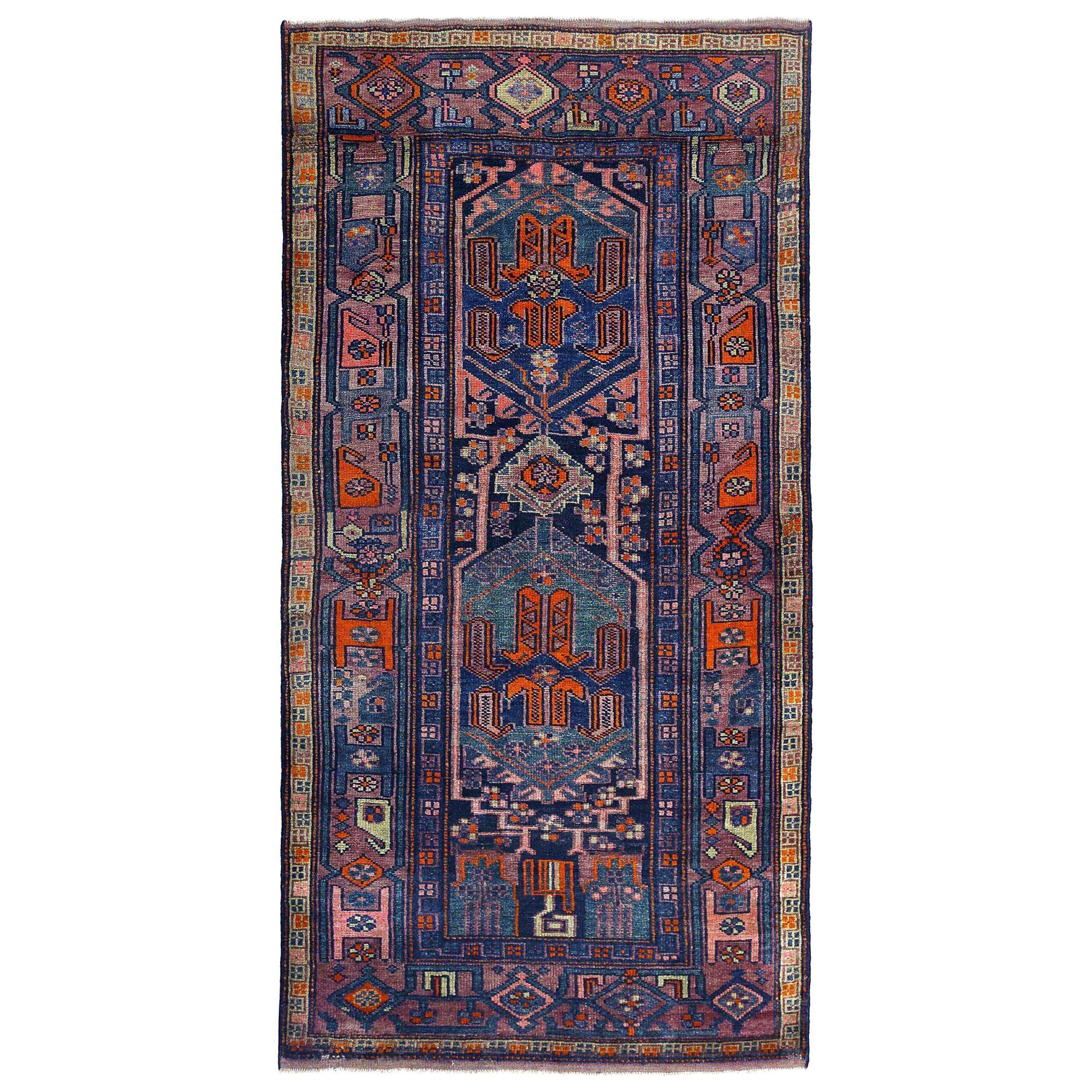 Tappeti persiani Azerbaijan - Lana Blu Avorio Rosa Purpel - 97924