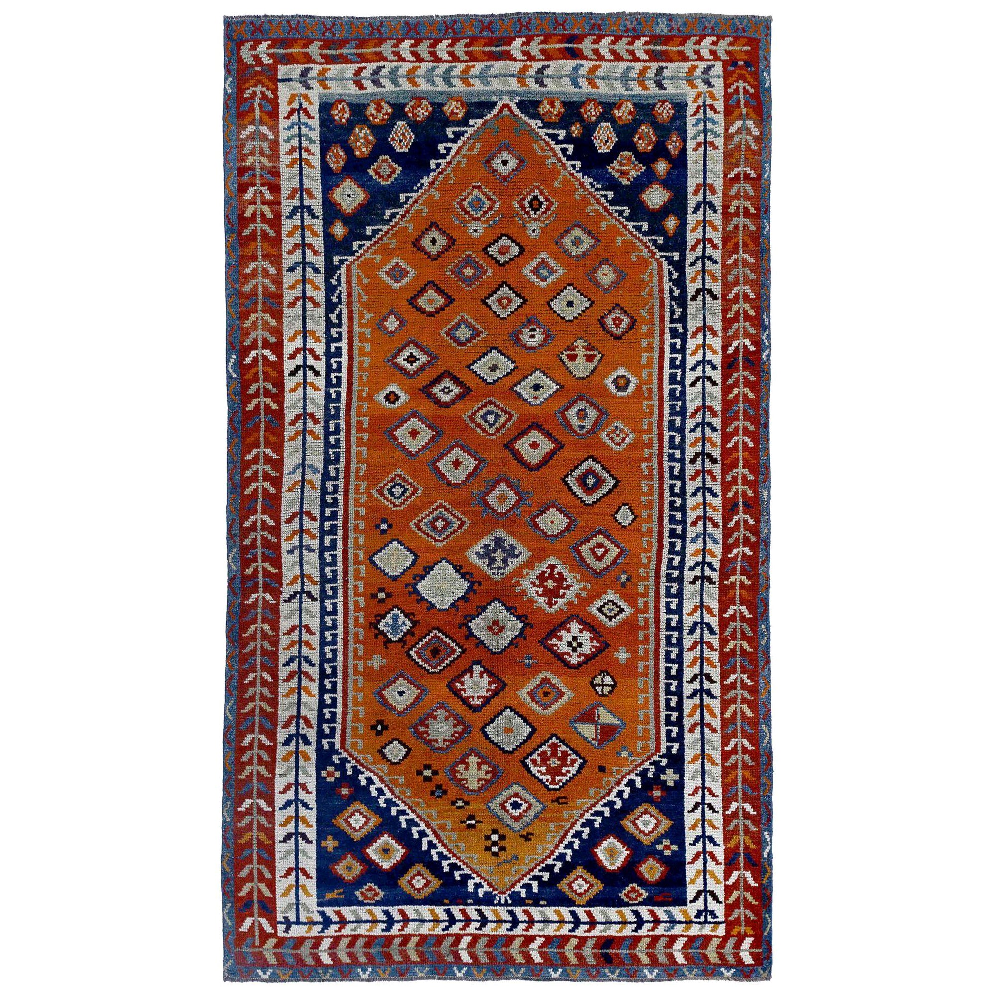 Persische Gabbeh-Teppiche - Wolle Blau Elfenbein Orange Rot Design - 97927