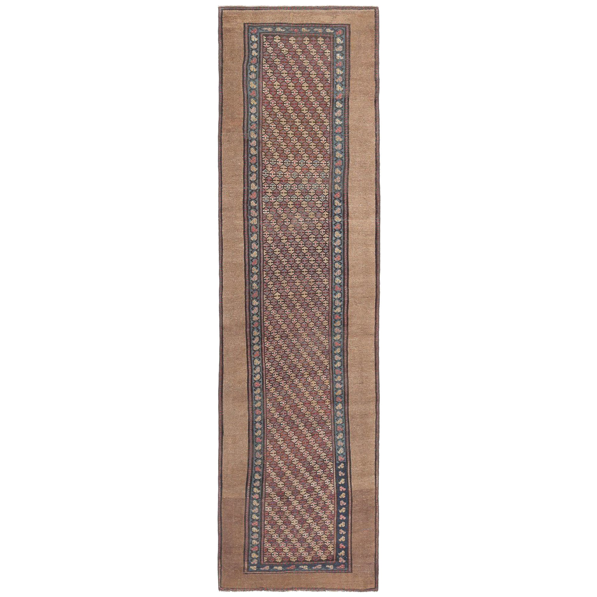 Persischer Sarab-Läufer - Wolle Blau Elfenbein Rot Taupe Design - 97942