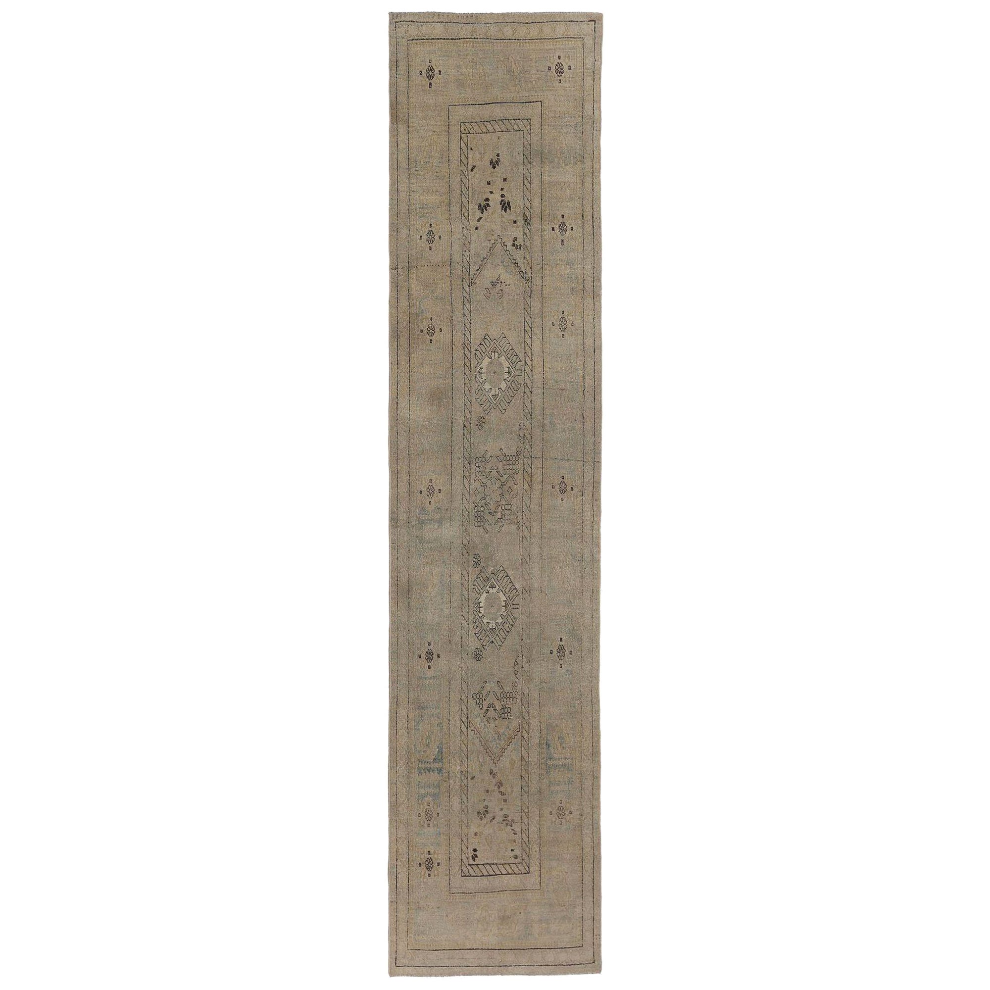 Persischer Bijar Läufer Teppich - Wolle Braun Taupe Design - 97943