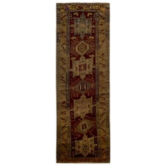 Persischer Aserbaidschan-Läufer - Wolle in Rot und Taupe Design - 97997