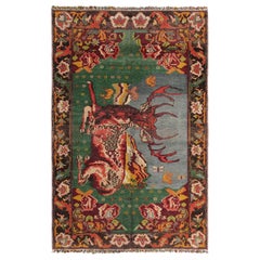 Russian Karabagh Area Rugs - Wool Blue Green Ivory Red Yellow - 97944