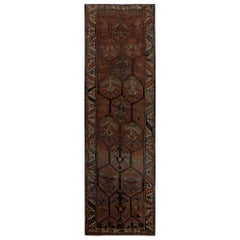 Persischer Aserbaidschan Läufer Teppich - Wolle Braun Elfenbein Design - 97998