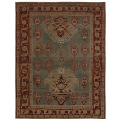Alfombras Persas Bijar - Lana Marfil Azul Claro Diseño Rojo - 98000