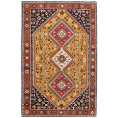 Persische Shiraz Bereich Teppiche - Wolle Schwarz Elfenbein Rot Gelb Design - 97947