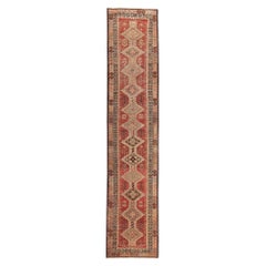 Persische Aserbaidschan Läufer Teppich - Wolle Braun Elfenbein Rot Design - 97949