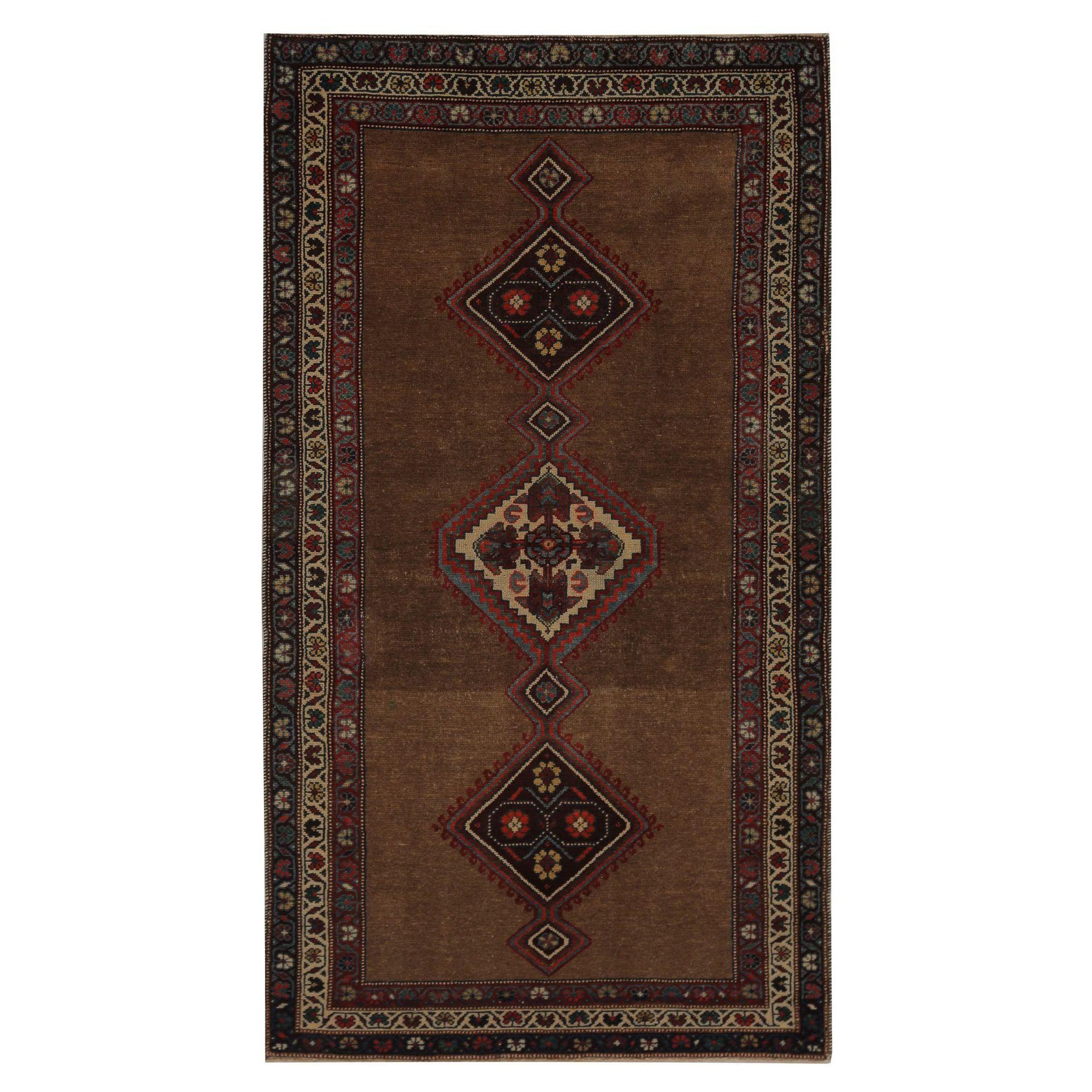 Persische Malayer Teppiche - Wolle Braun Elfenbein Rosa Design - 98003