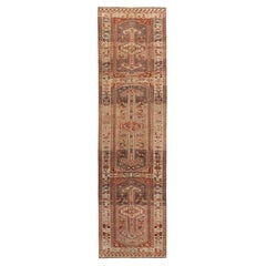 Tapis de course persan Bijar - Laine Brown Ivory Red Design - 97951