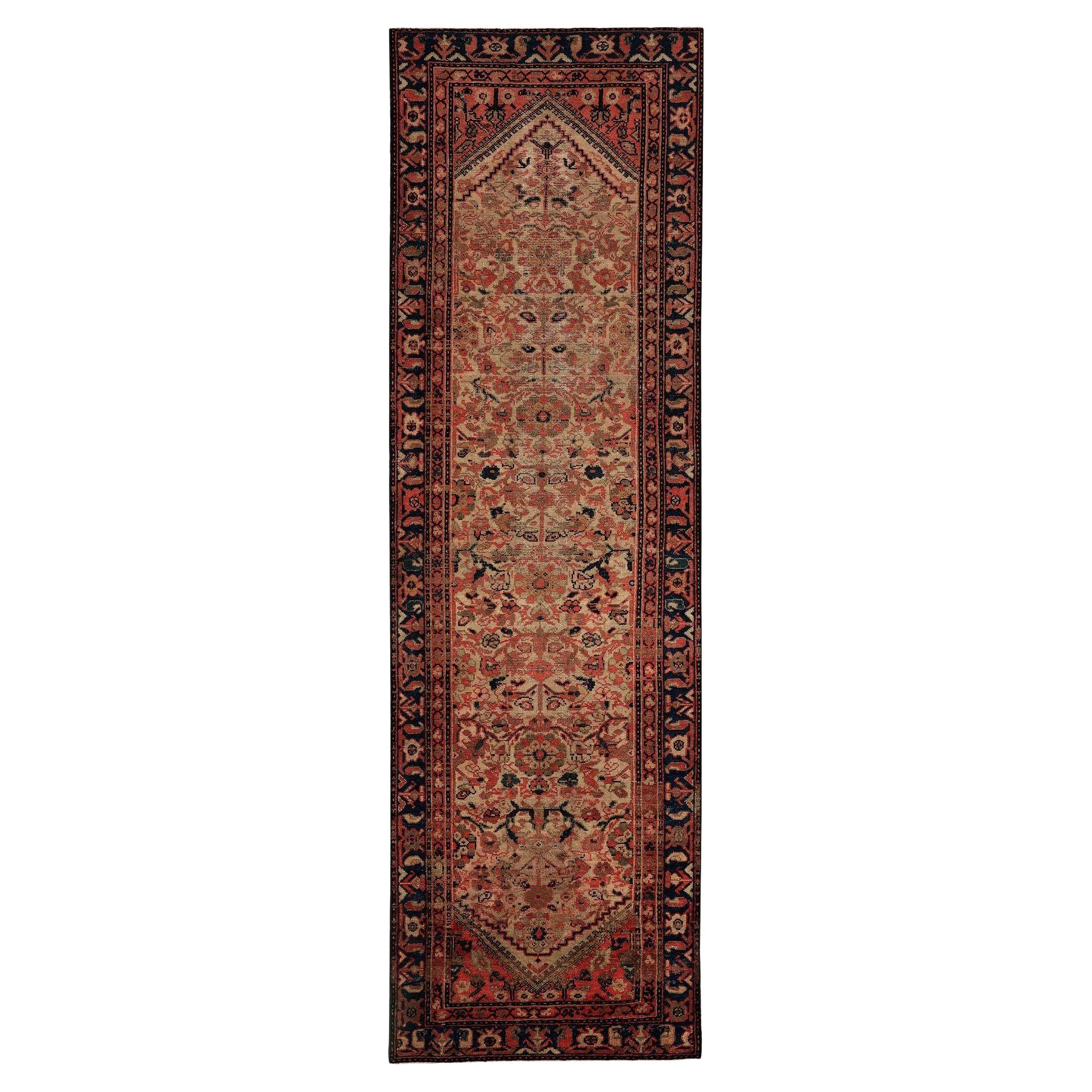 Persischer Malayer Läufer Teppich - Wolle Schwarz Braun Elfenbein Rot - 97965