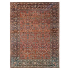 Tapis de sol persan Malayer - Laine Bleu Brown Red Design - 97966