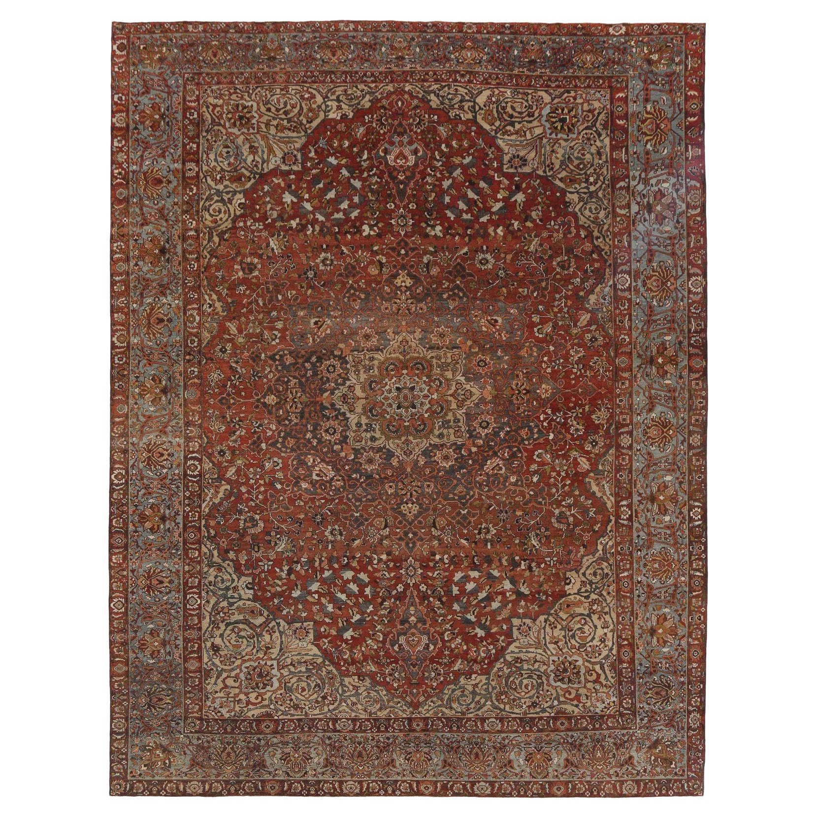 Persische Bakhtiari-Teppiche - Wolle Elfenbein Hellblau Rot - 97967