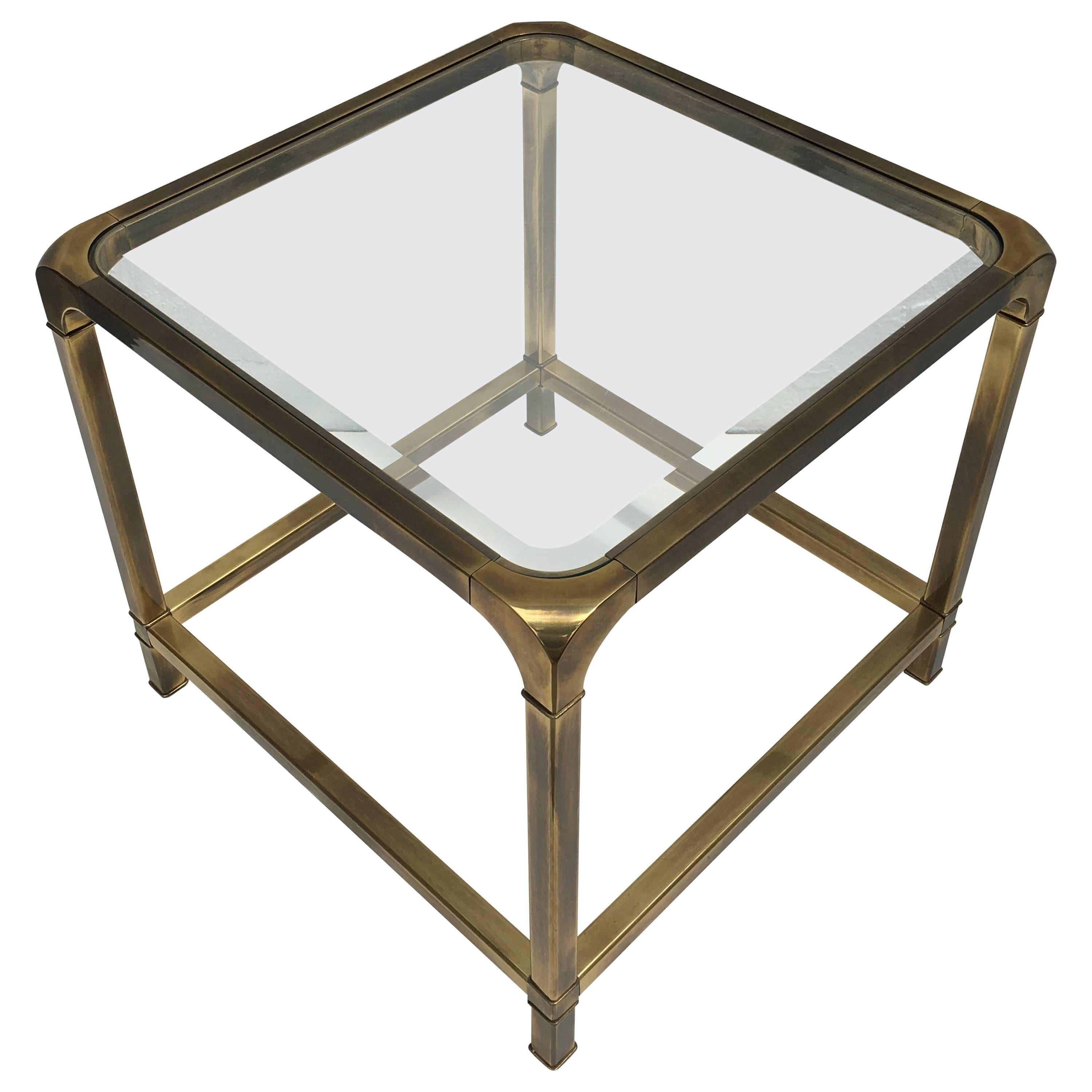 Brass and Beveled Glass End Table by Mastercraft