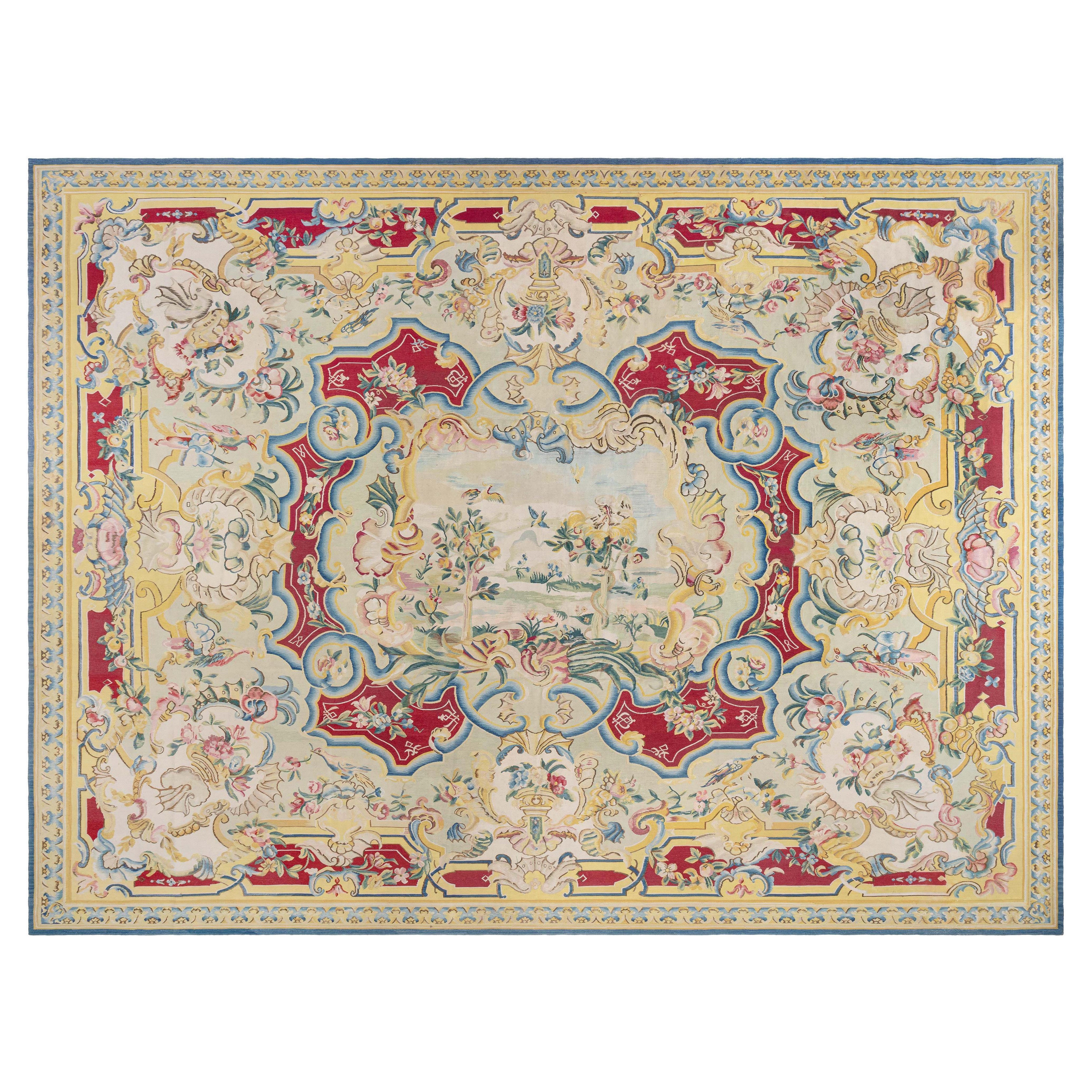 Doris Leslie Blau Alfombra Aubusson francesa Galería Chevalier Paris (Jardín del Edén) en venta