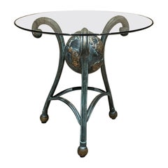 Vintage Tripod Globe Table Patinated Bronze signed
