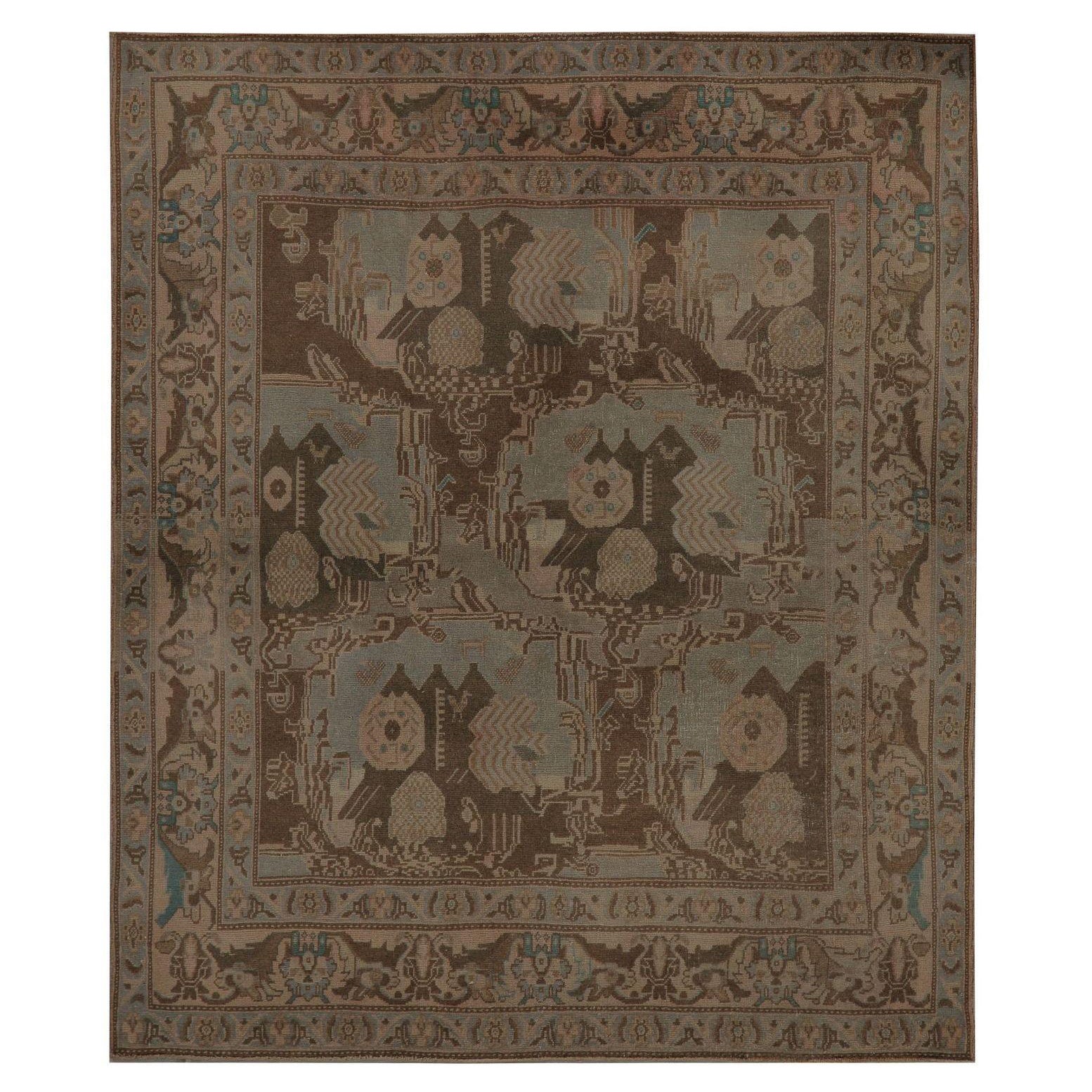 Tappeti quadrati persiani Bijar - Design lana marrone taupe - 98005 in vendita