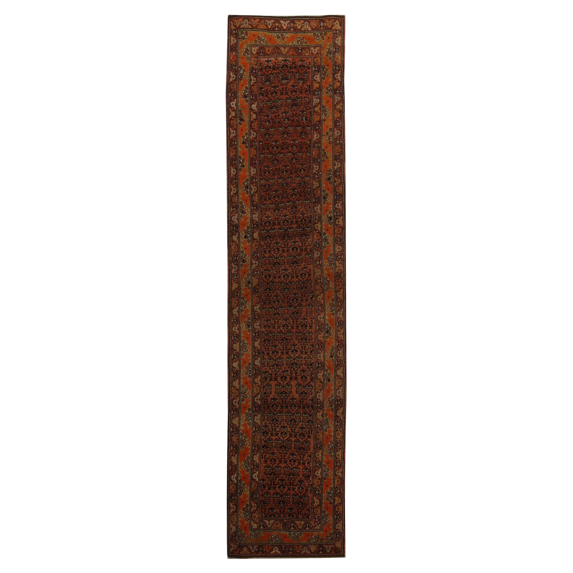 Tappeto Runner Persiano Azerbaijan - Lana Marrone Rosso Design - 98006