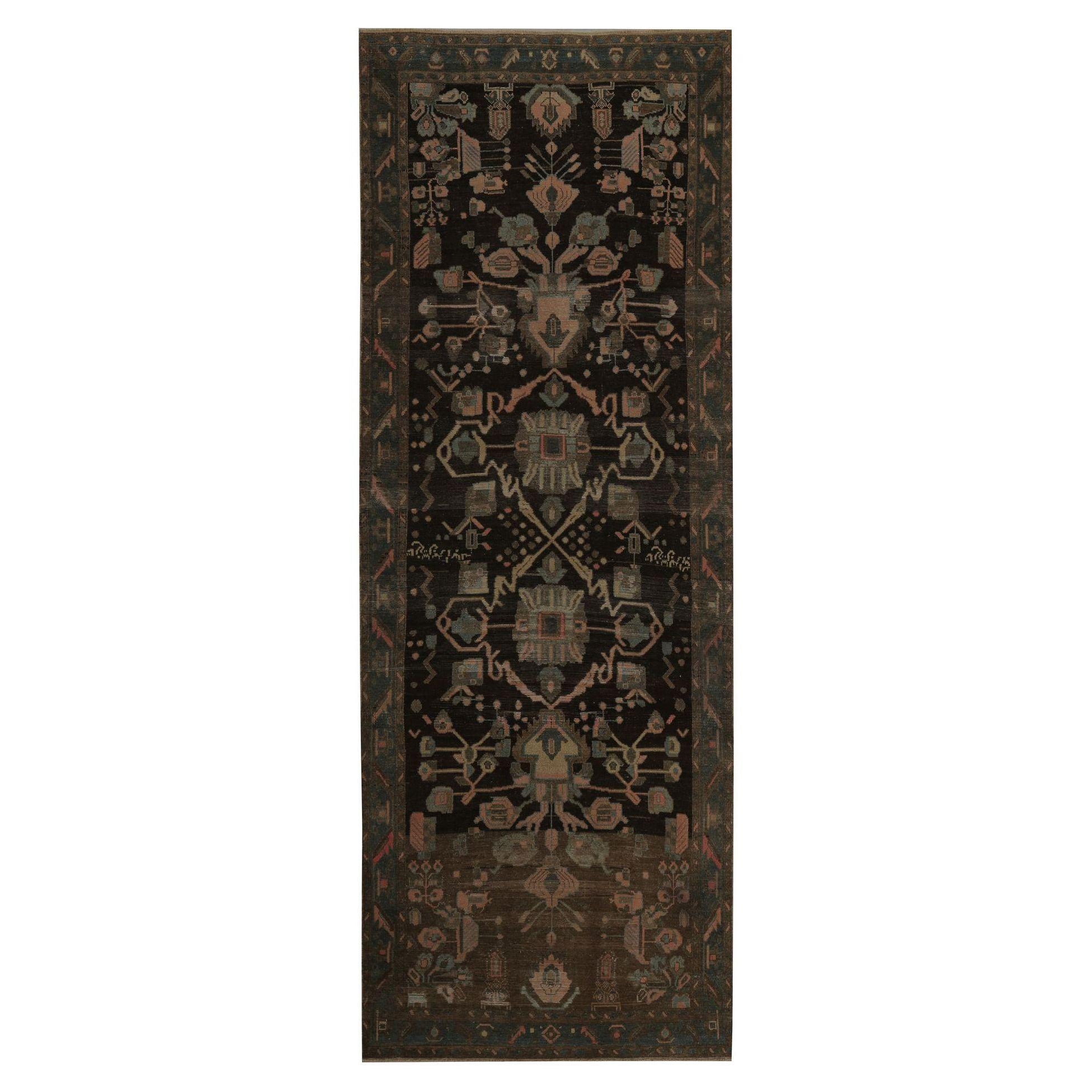 Persischer Malayer Läufer Teppich - Wolle Braun Elfenbein Design - 98007