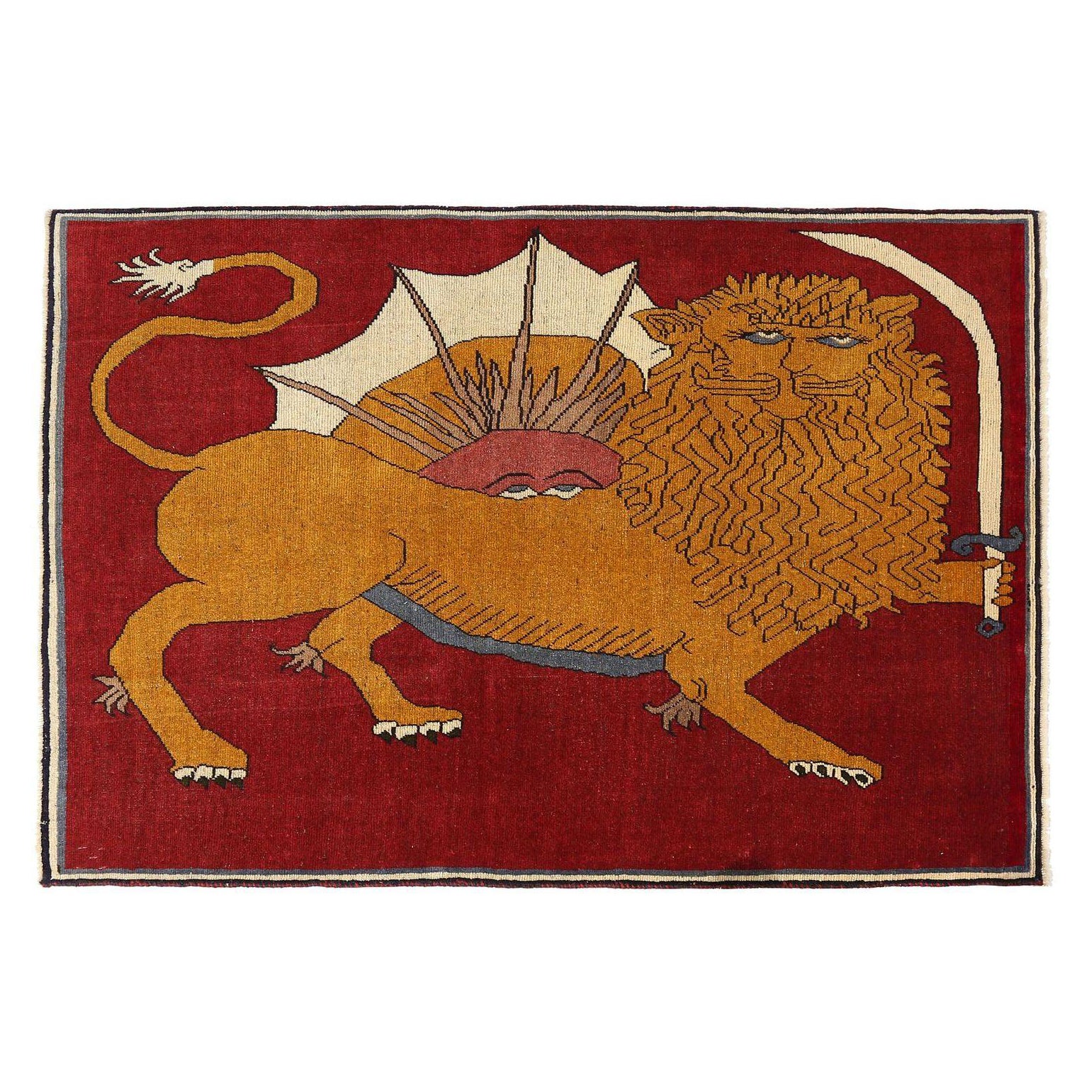 Persischer Shiraz-Teppich aus Wolle – rot-gelbes Design – 98032