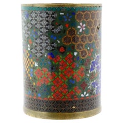 Antiker japanischer Cloisonné-Emaille-Bürstenbürsten mit geometrischen Mustern, GOTO