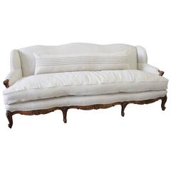 French Country Louis XV Sofa in Belgian Linen