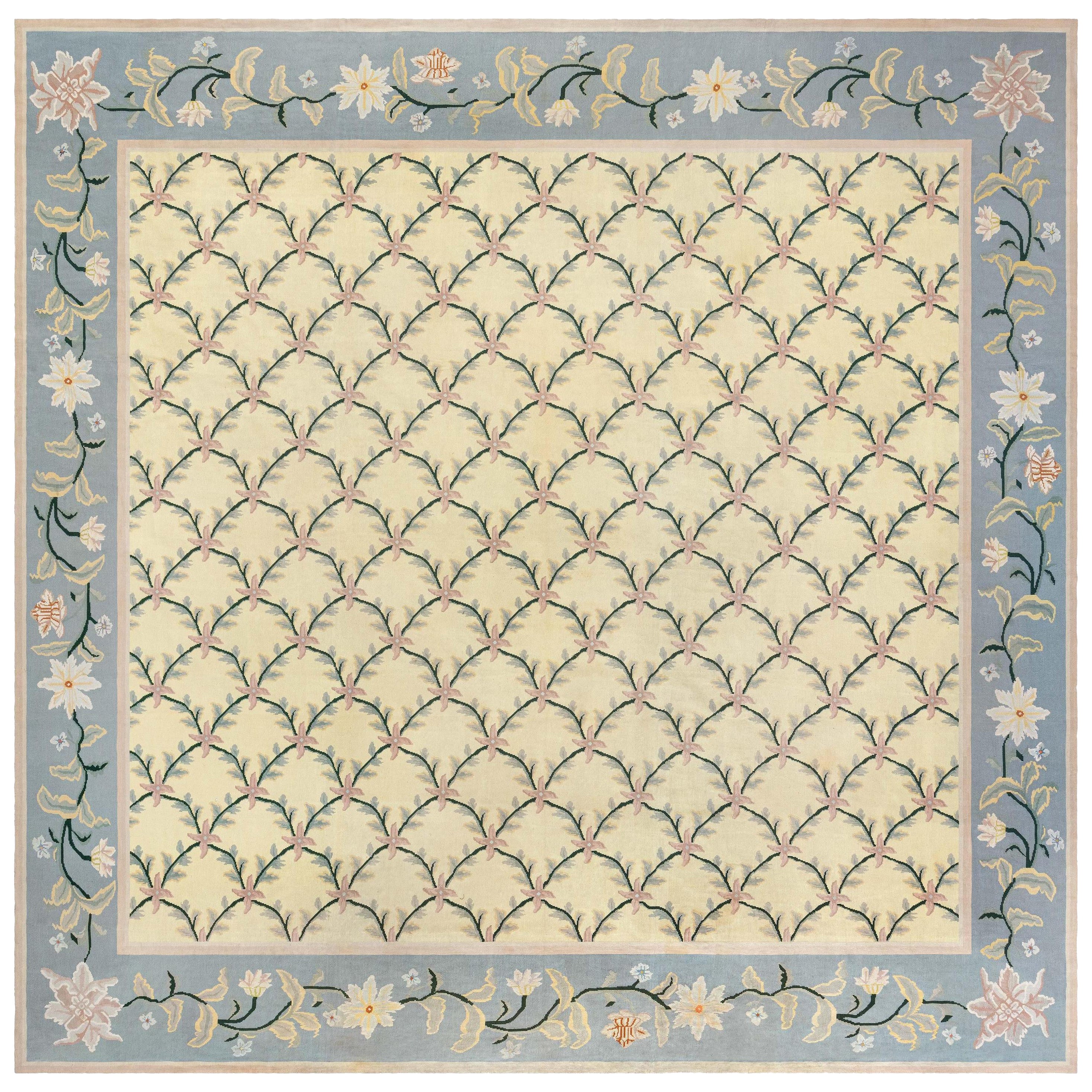 Doris Leslie Blau Alfombra portuguesa vintage de punto de aguja